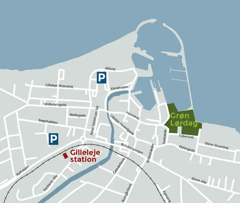 Kort til Gilleleje Havns &Oslash;ststrand